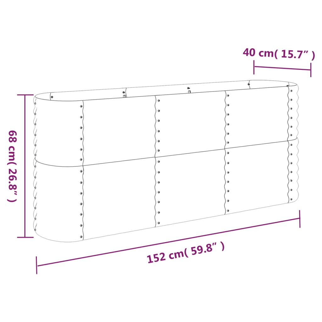 Strat înălțat grădină gri 152x40x68cm oțel vopsit electrostatic