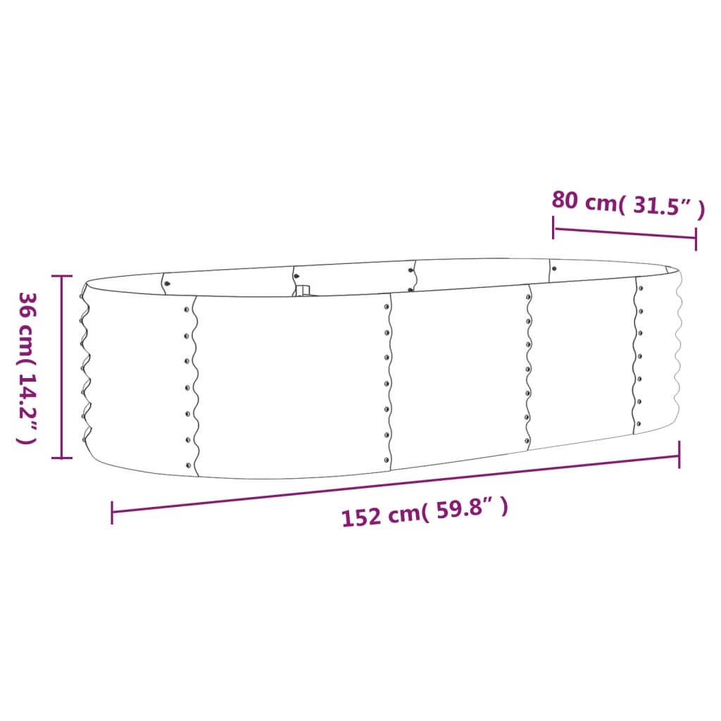 Strat înălțat grădină gri 152x80x36cm oțel vopsit electrostatic