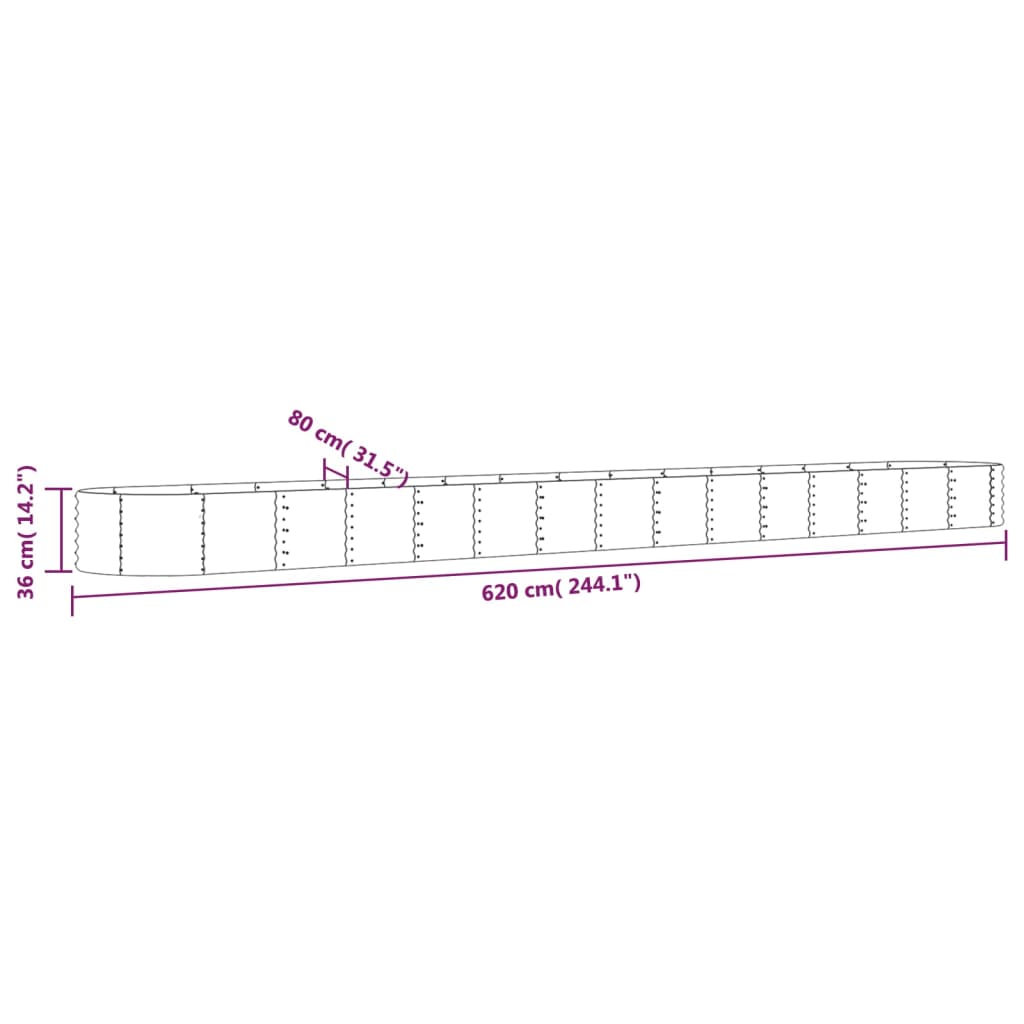 Strat înălțat grădină 620x80x36 cm oțel vopsit electrostatic