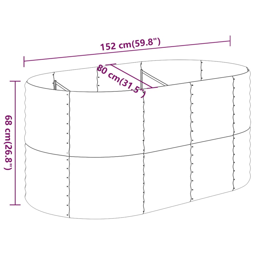 Strat înălțat grădină 152x80x68 cm oțel vopsit electrostatic