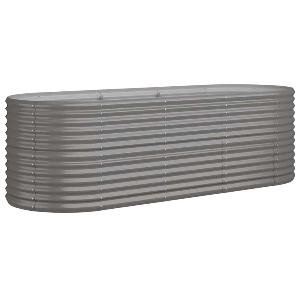 Strat înălțat grădină gri 224x80x68cm oțel vopsit electrostatic