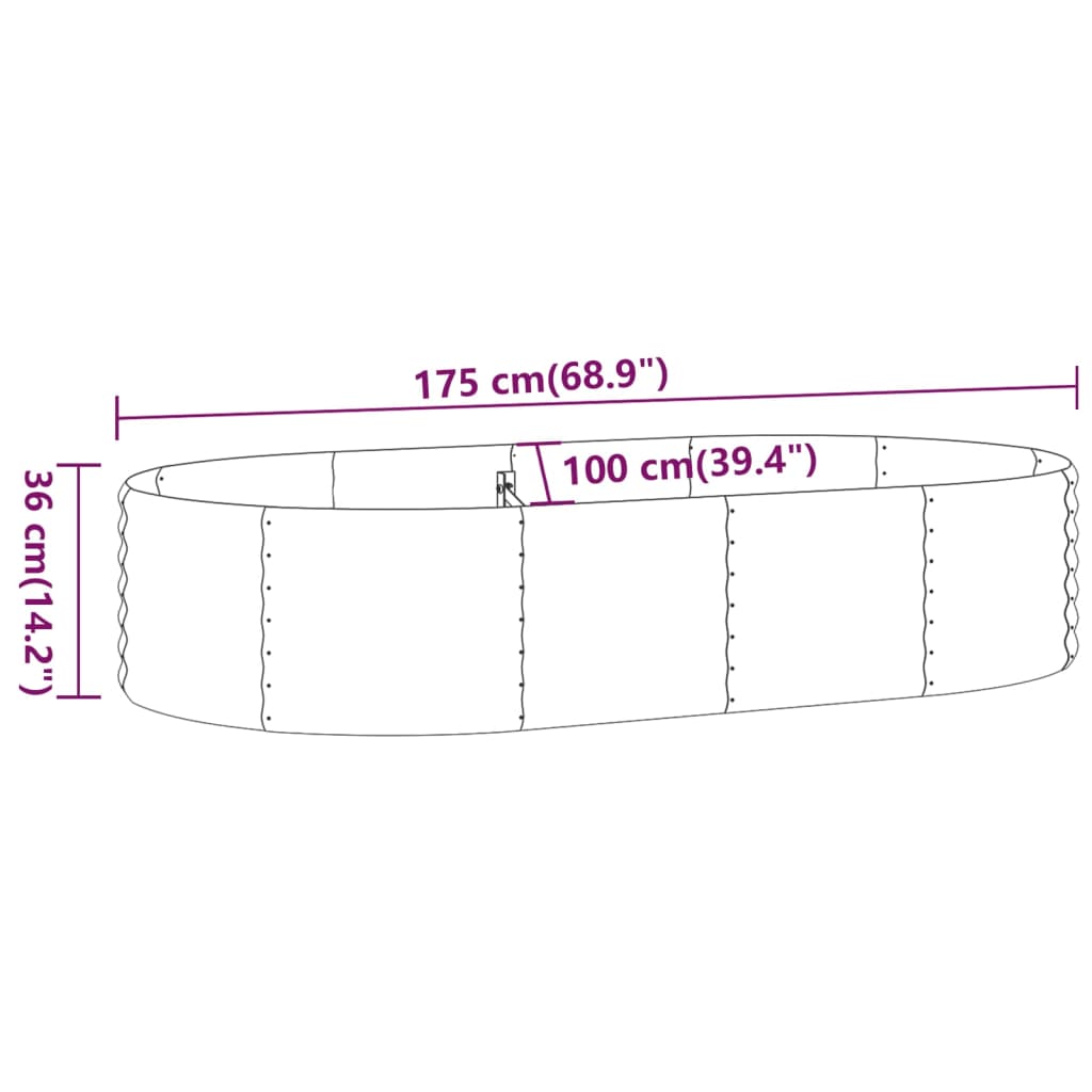 Strat înălțat grădină 175x100x36 cm oțel vopsit electrostatic