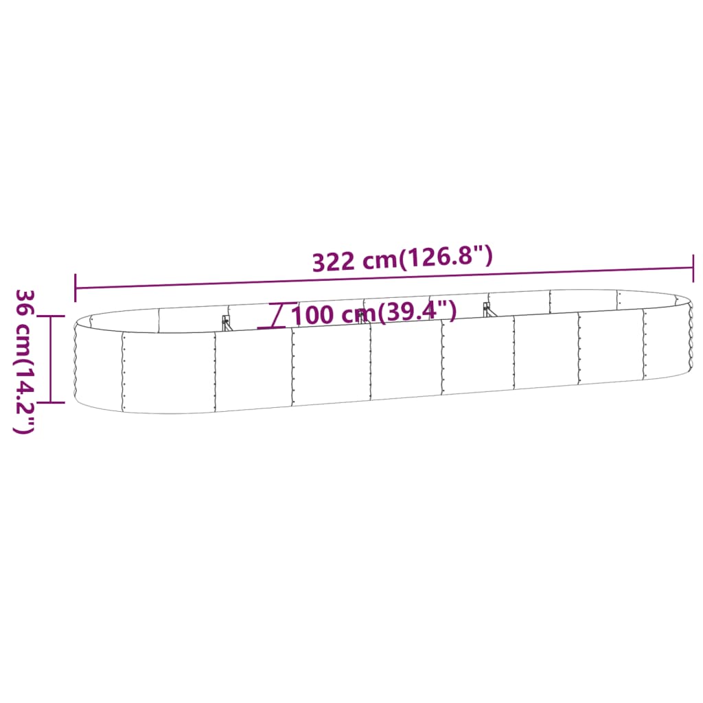 Strat înălțat grădină 322x100x36 cm oțel vopsit electrostatic