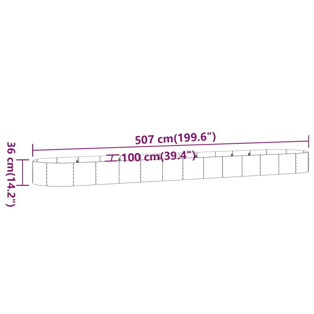 Strat înălțat grădină 507x100x36 cm oțel vopsit electrostatic