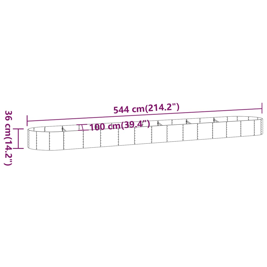 Strat înălțat grădină 544x100x36 cm oțel vopsit electrostatic