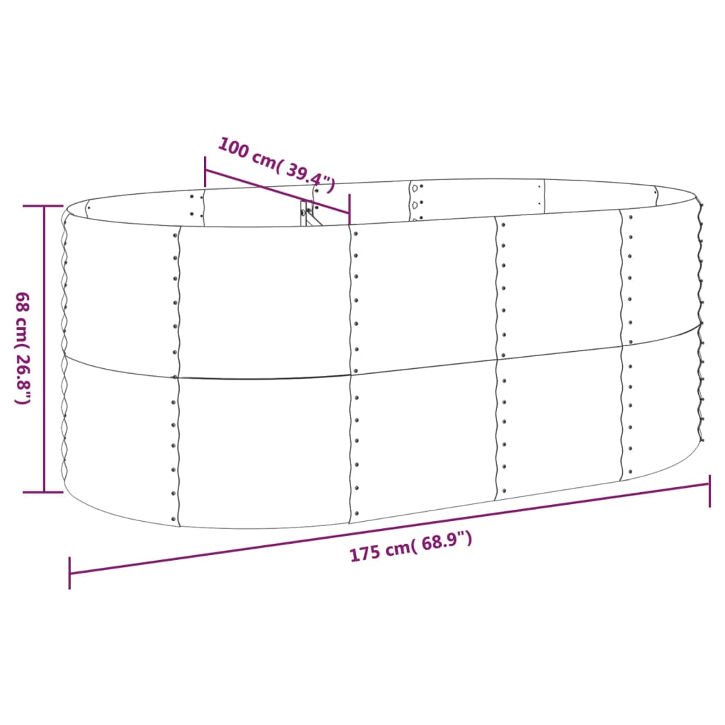 Strat înălțat grădină 175x100x68 cm oțel vopsit electrostatic