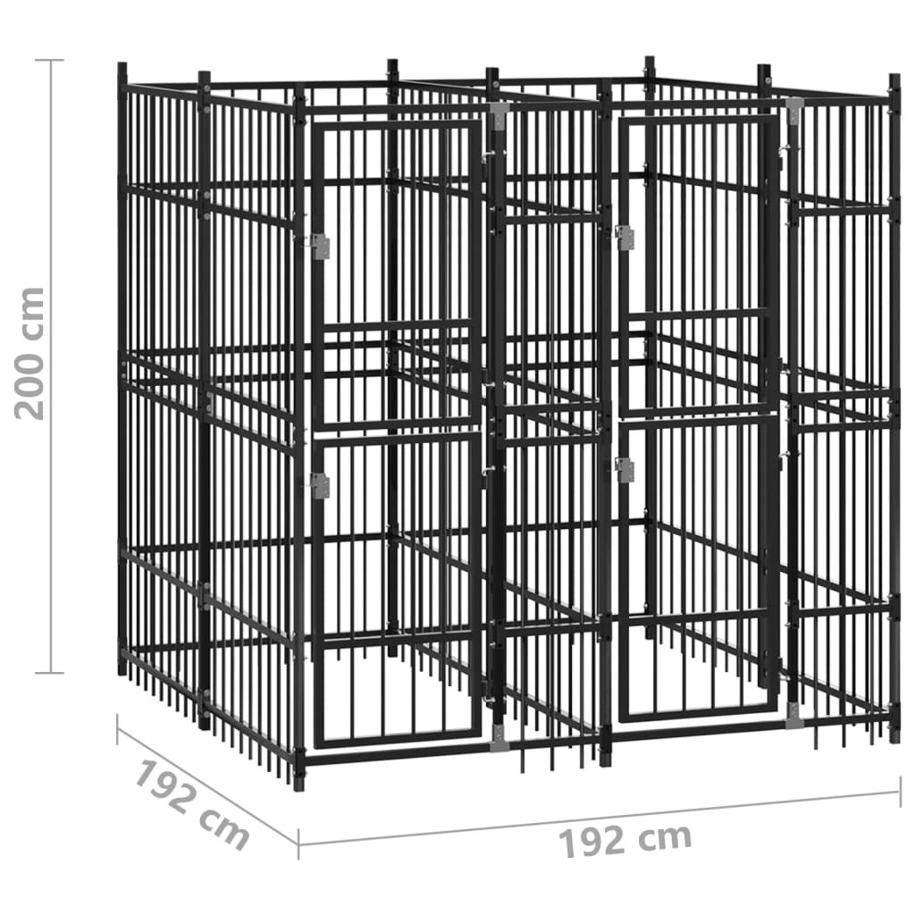 Padoc pentru câini de exterior, 3,69 m², oțel