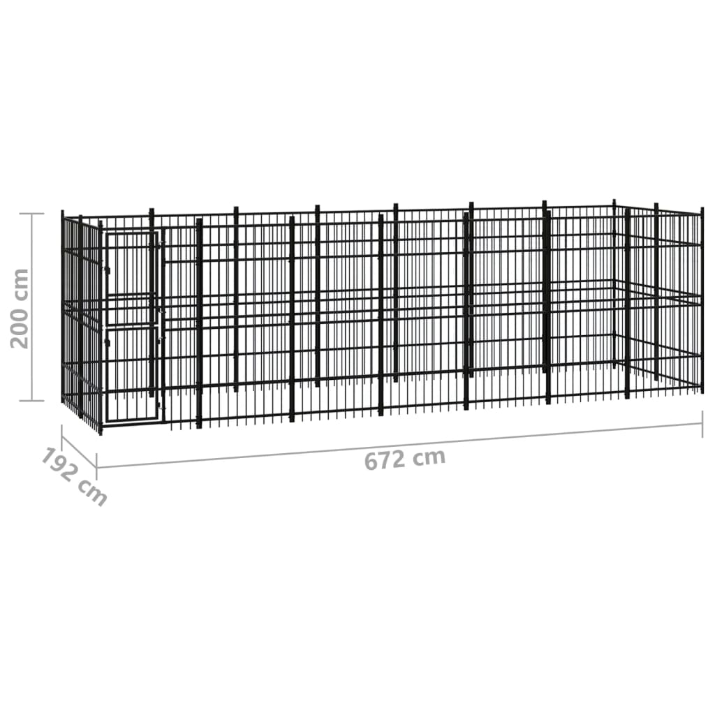 Padoc pentru câini de exterior, 12,9 m², oțel