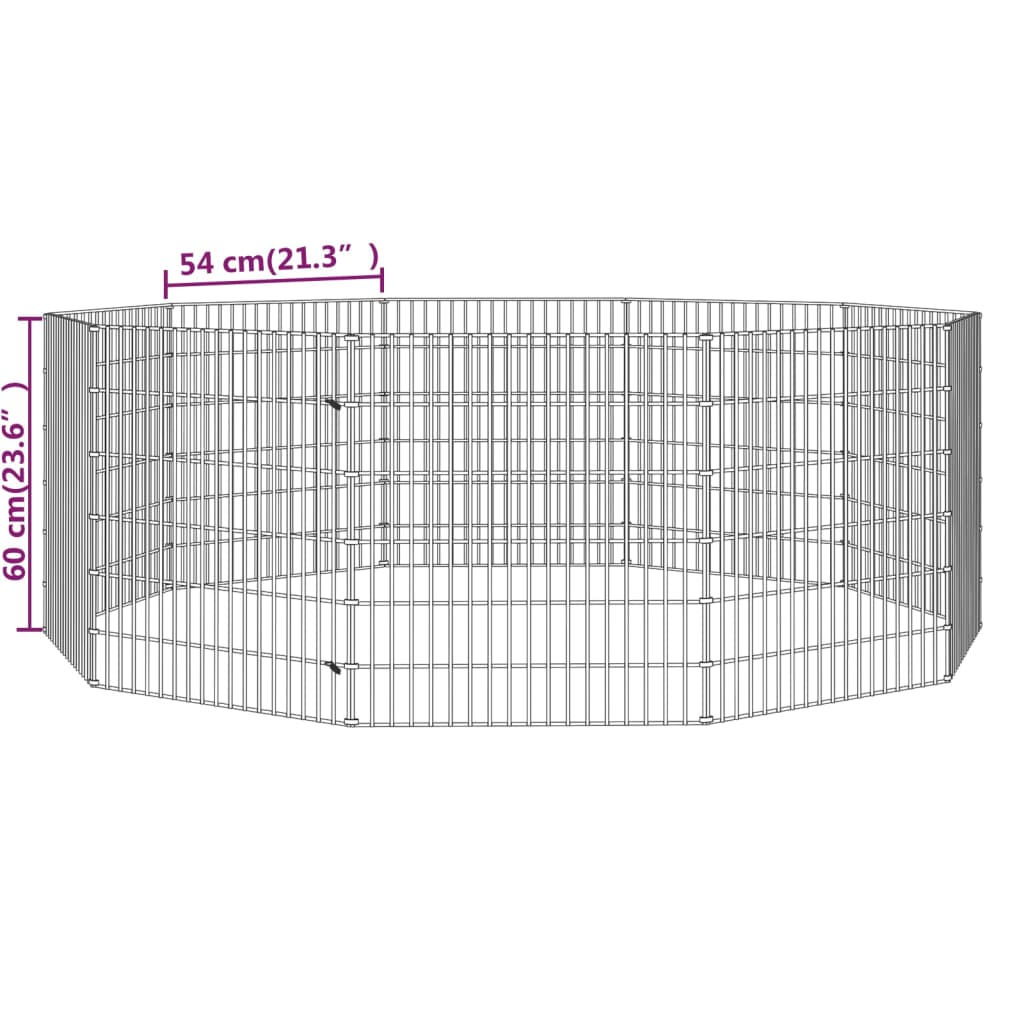 Adăpost pentru animale cu 10 panouri, 54x60 cm, fier galvanizat