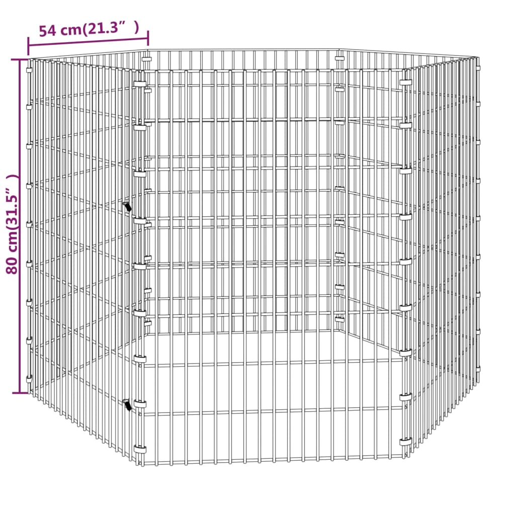 Adăpost pentru animale cu 6 panouri, 54x80 cm, fier galvanizat