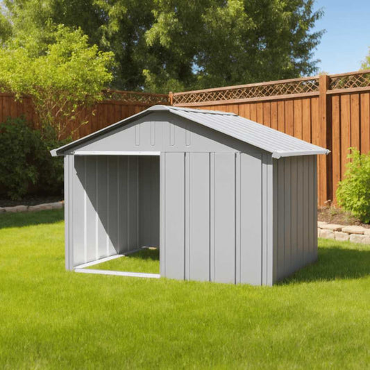 Casă pentru câini, gri, 116,5x103x81,5 cm, oțel galvanizat