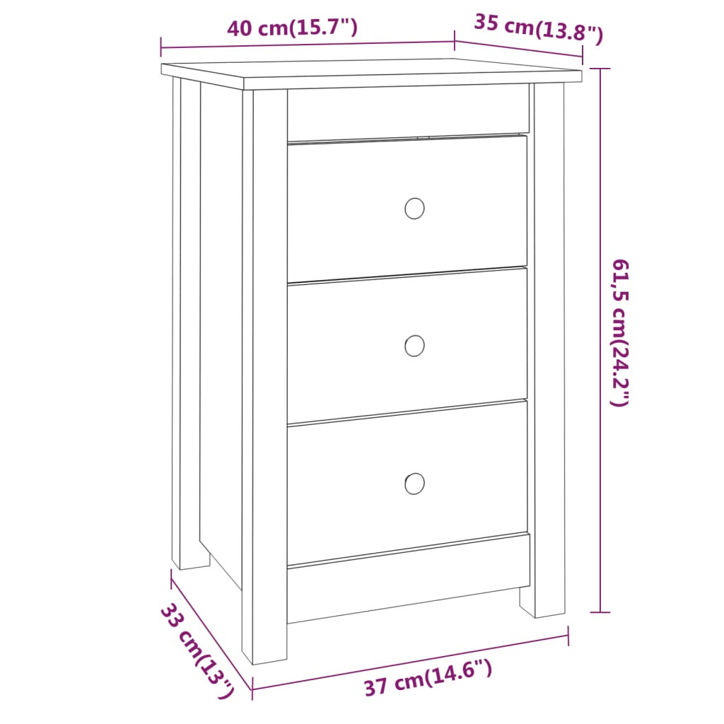 Noptiere, 2 buc., 40x35x61,5 cm, lemn masiv de pin