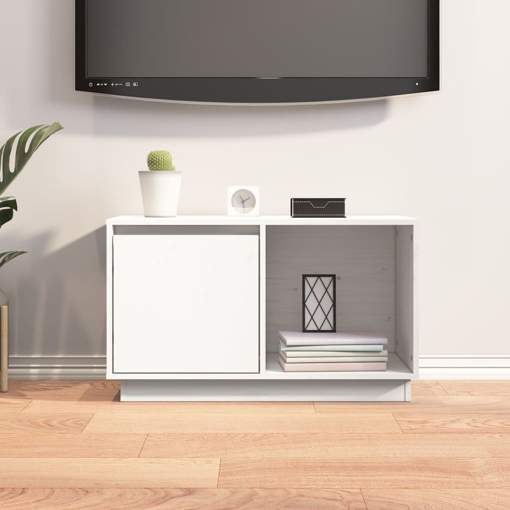 TV sideboard, white, 74x35x44 cm, solid pine wood