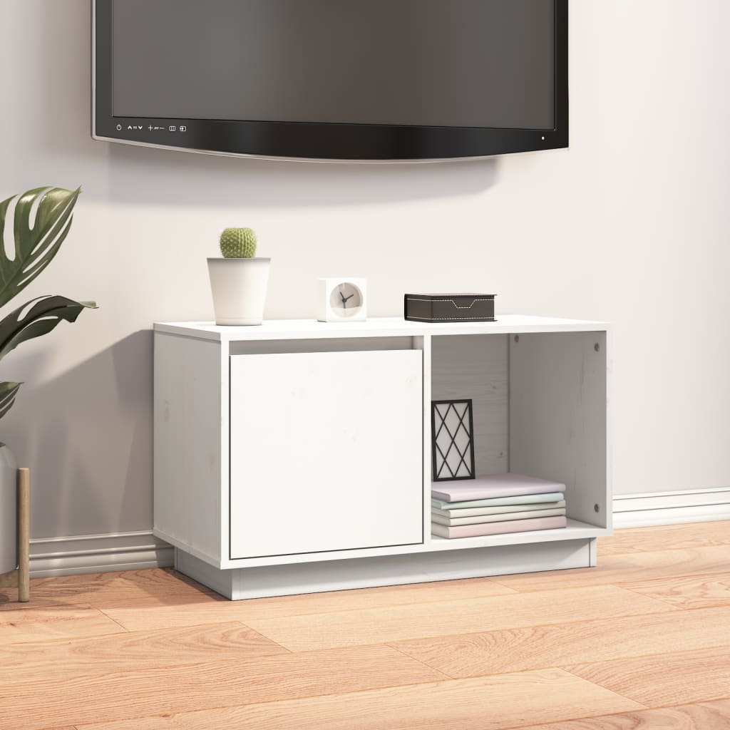 TV sideboard, white, 74x35x44 cm, solid pine wood