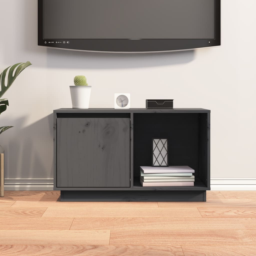 TV sideboard, gray, 74x35x44 cm, solid pine wood