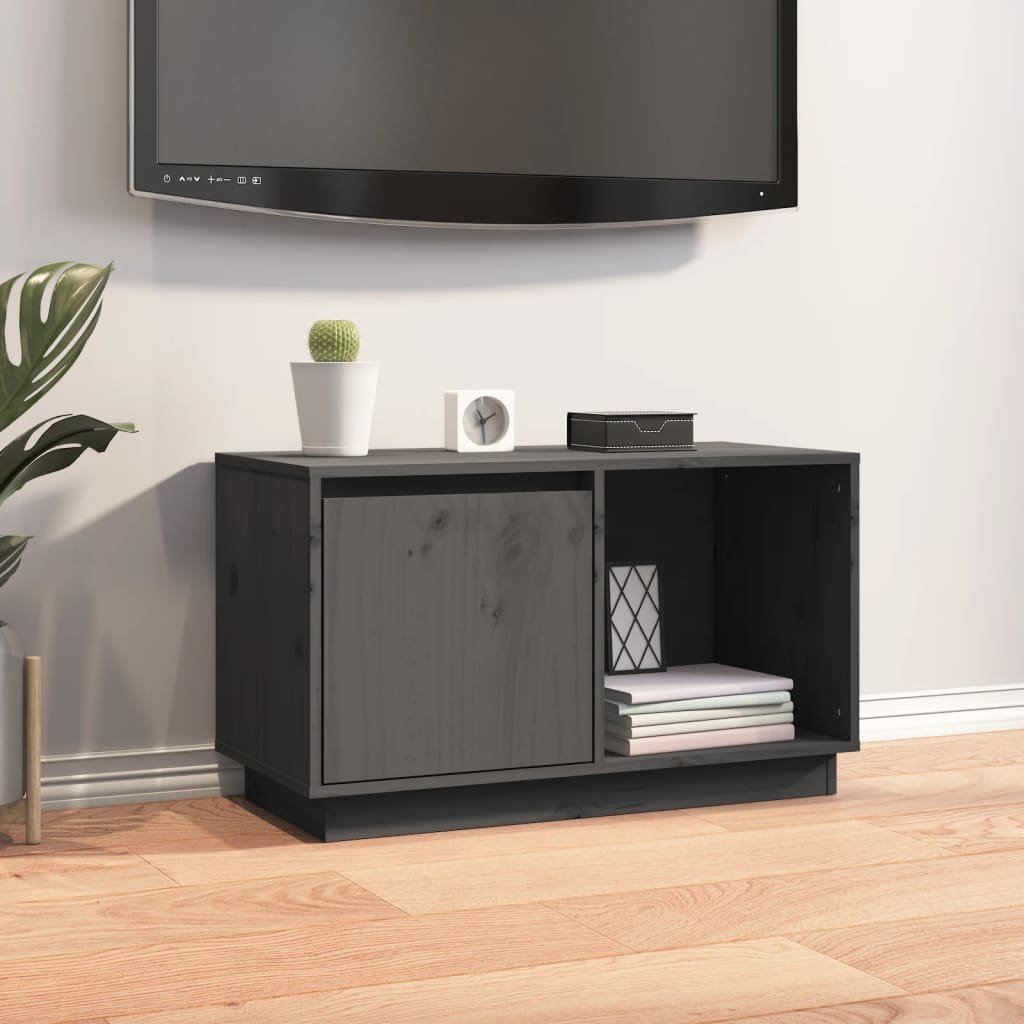 TV sideboard, gray, 74x35x44 cm, solid pine wood