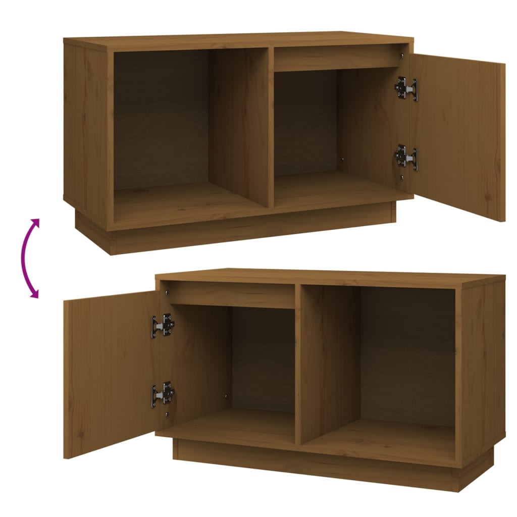 TV chest, honey brown, 74x35x44 cm, solid pine wood