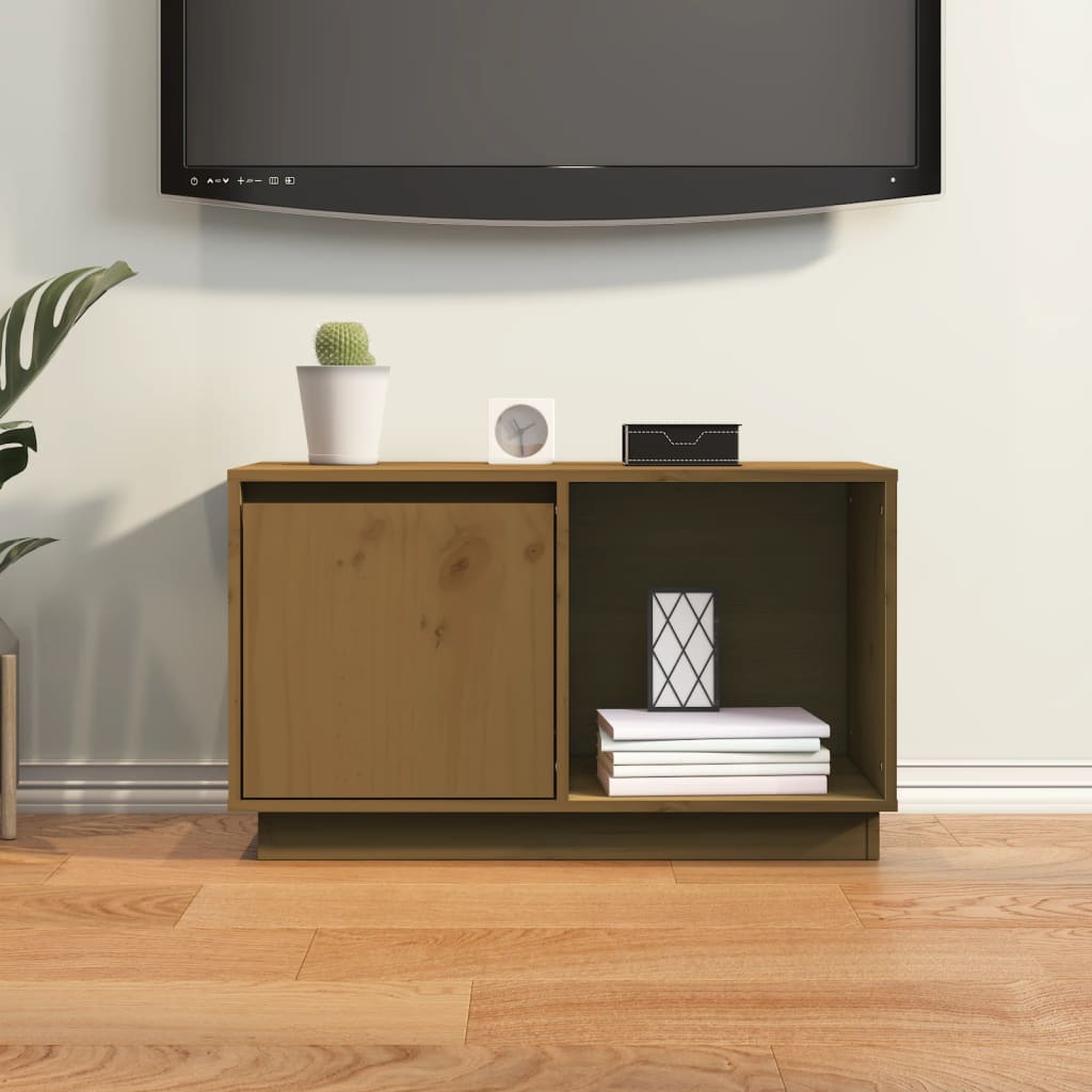 TV chest, honey brown, 74x35x44 cm, solid pine wood