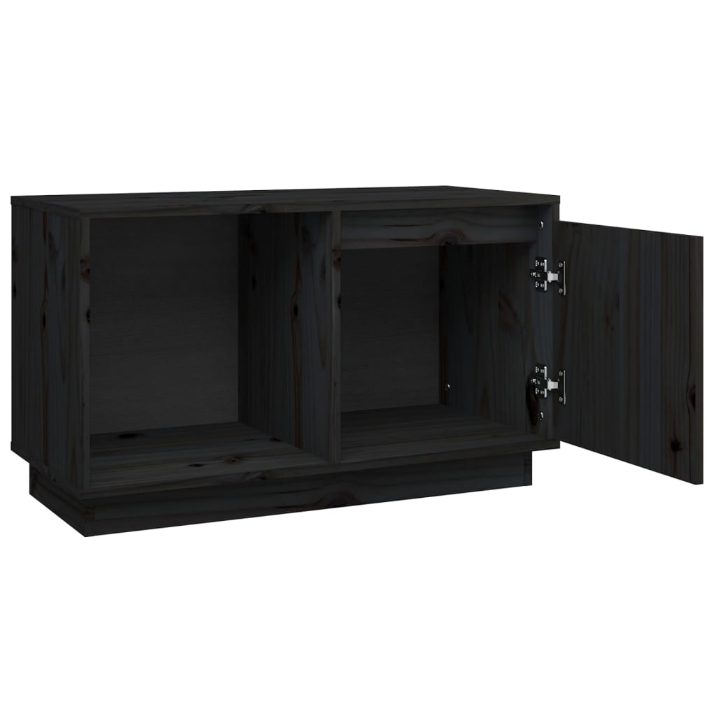Comodă TV, negru, 74x35x44 cm, lemn masiv de pin