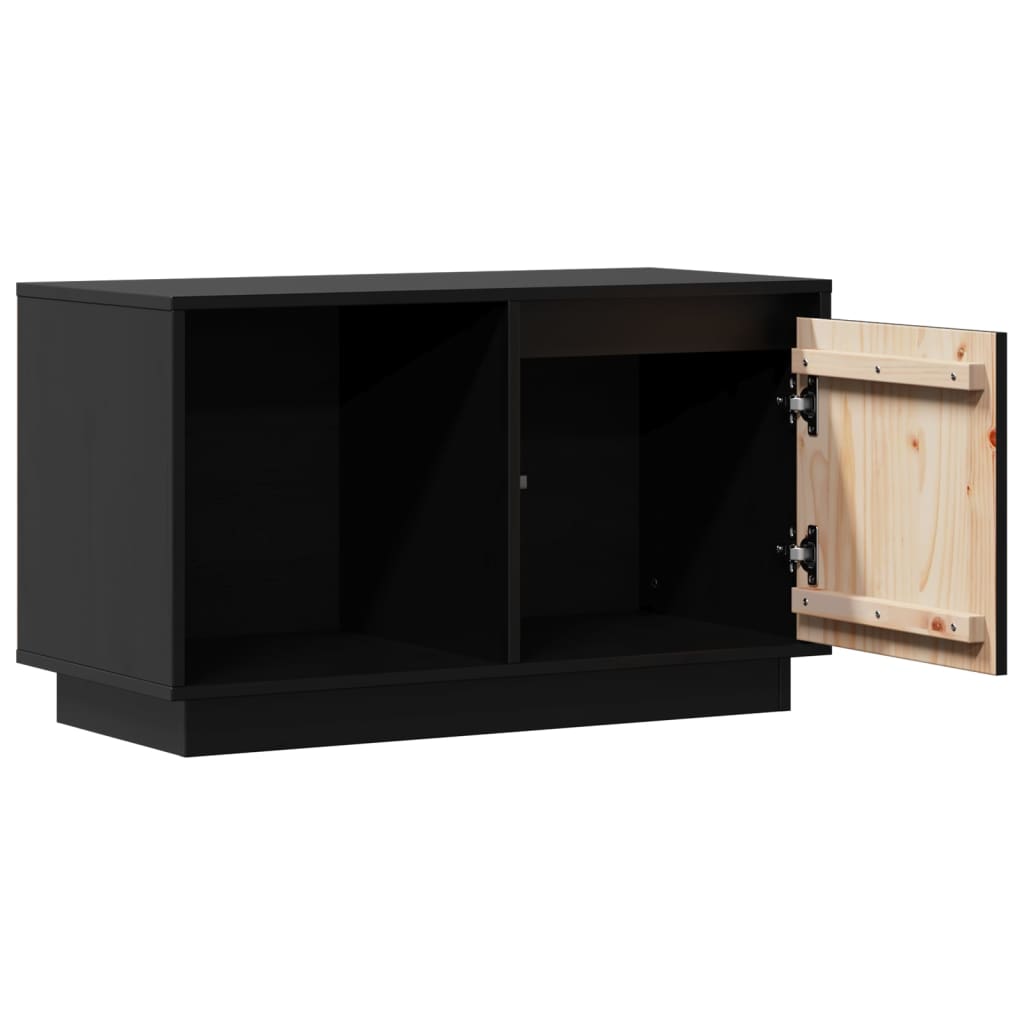 Comodă TV, negru, 74x35x44 cm, lemn masiv de pin
