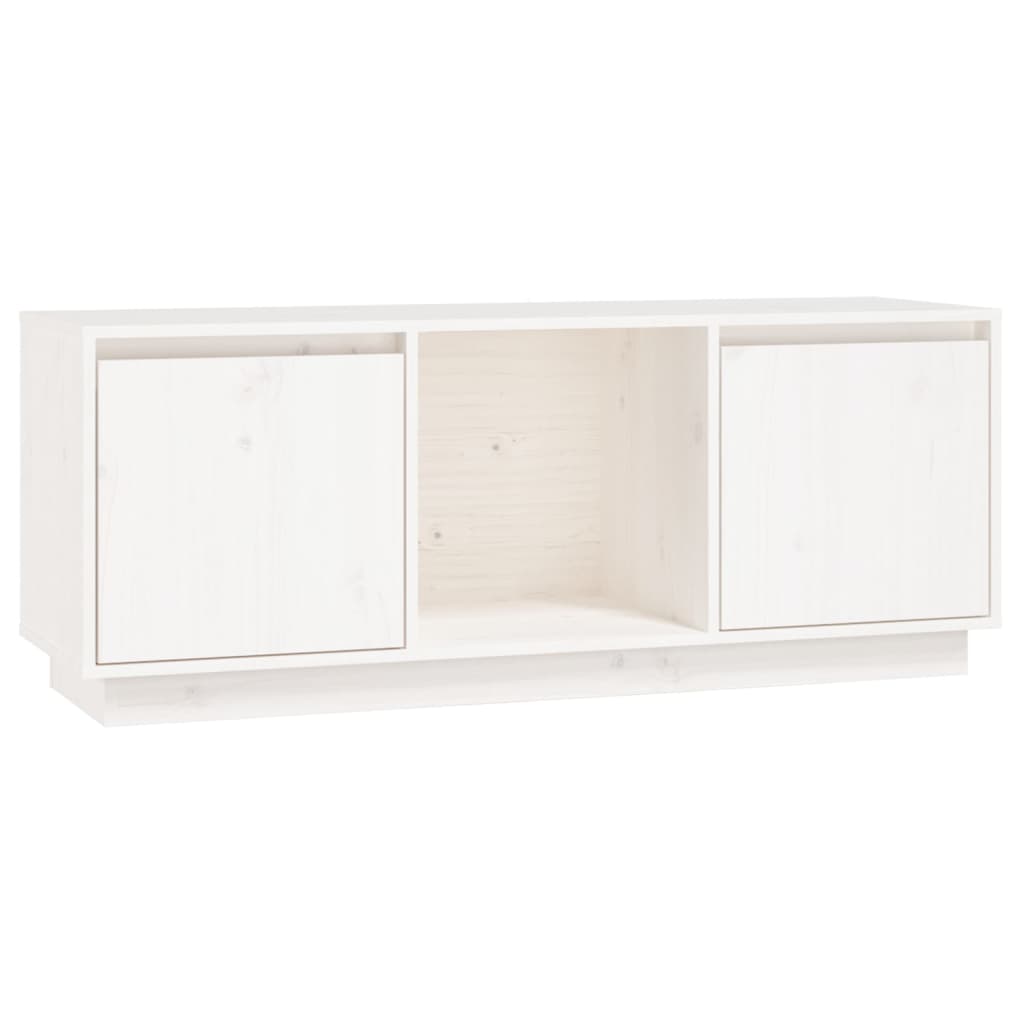 TV sideboard, white, 110.5x35x44 cm, solid pine wood