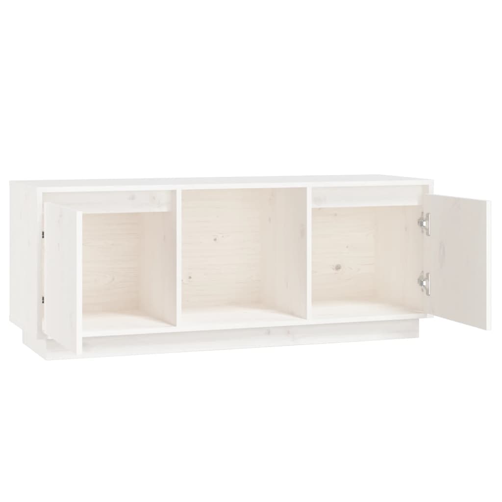 TV sideboard, white, 110.5x35x44 cm, solid pine wood