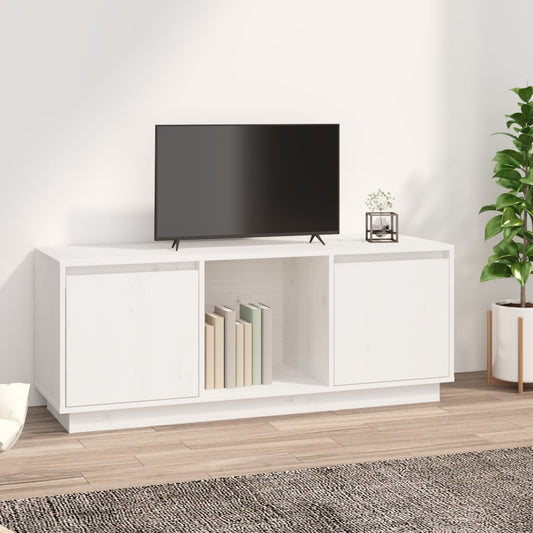 TV sideboard, white, 110.5x35x44 cm, solid pine wood