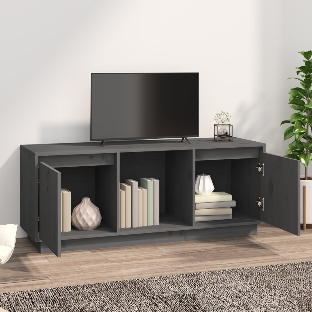 TV sideboard, gray, 110.5x35x44 cm, solid pine wood