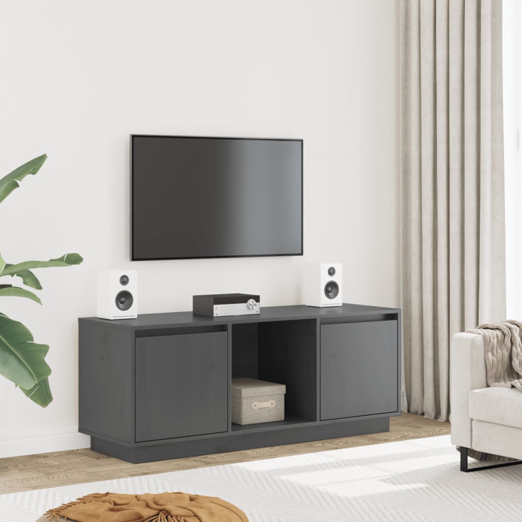 TV sideboard, gray, 110.5x35x44 cm, solid pine wood