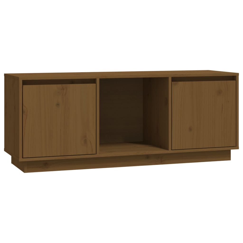 Comodă TV, maro miere, 110,5x35x44 cm, lemn masiv de pin