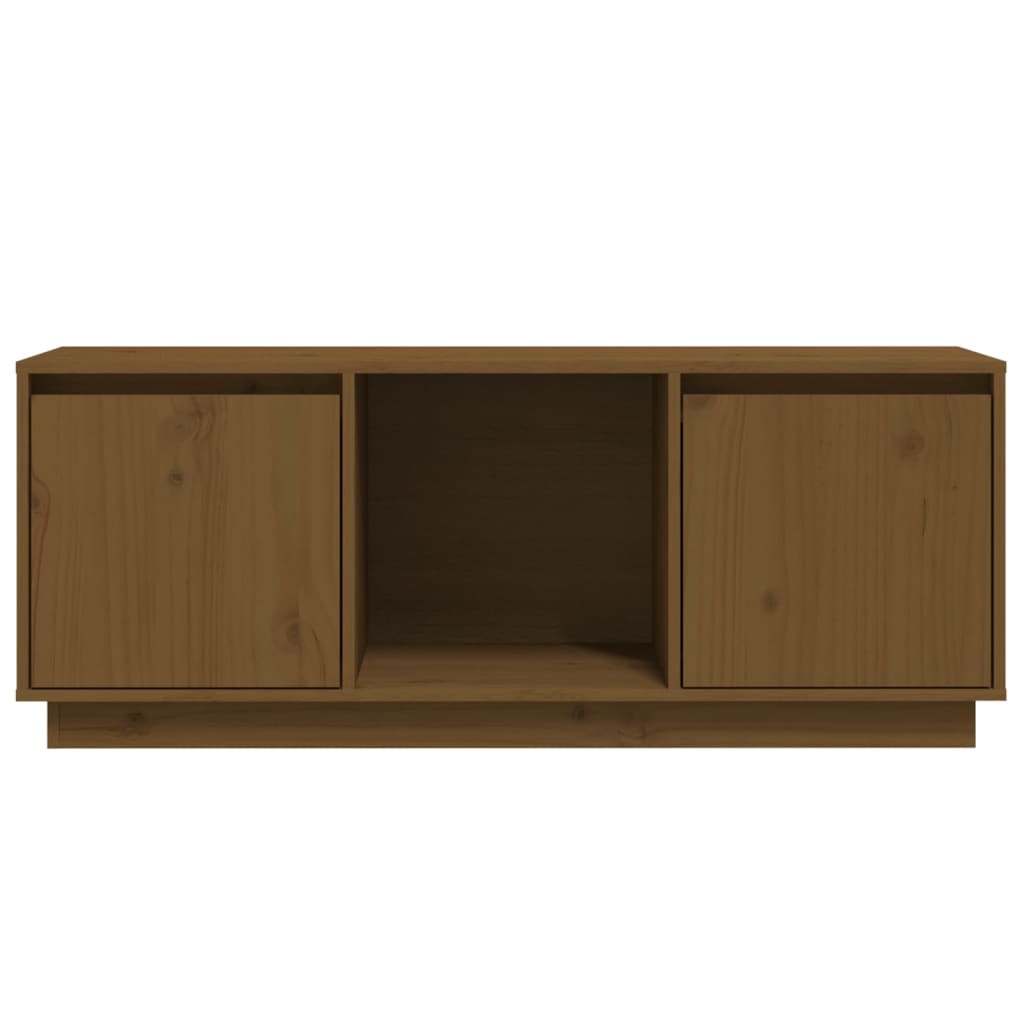 Comodă TV, maro miere, 110,5x35x44 cm, lemn masiv de pin