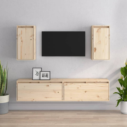Comode TV, 4 buc., lemn masiv de pin