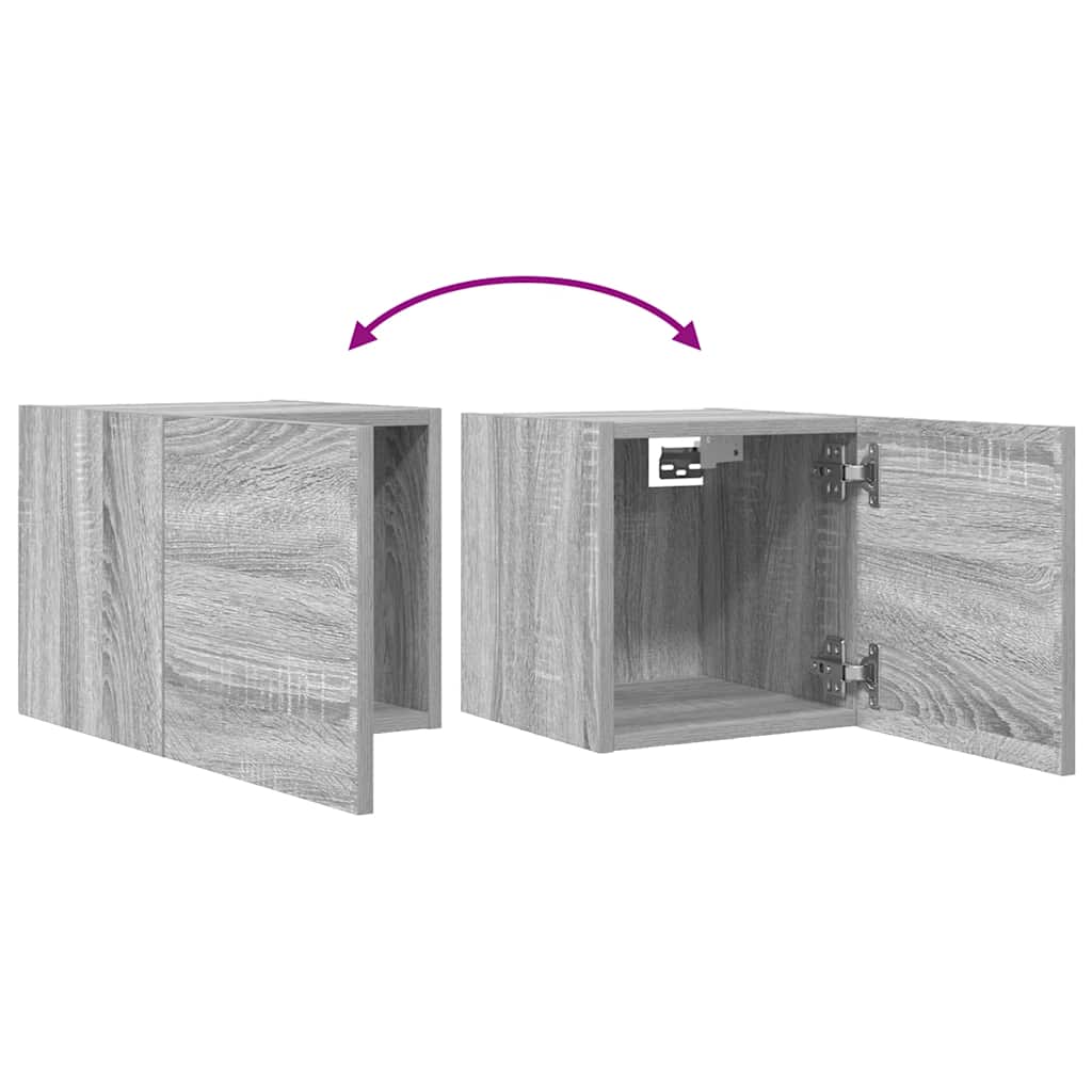 Dulap TV montaj pe perete, 2 buc., sonoma gri, 30,5x30x30 cm