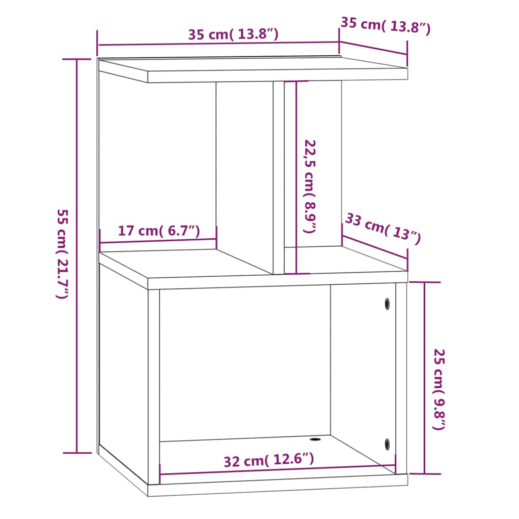 Noptiere, 2 buc., sonoma gri, 35x35x55 cm, lemn prelucrat