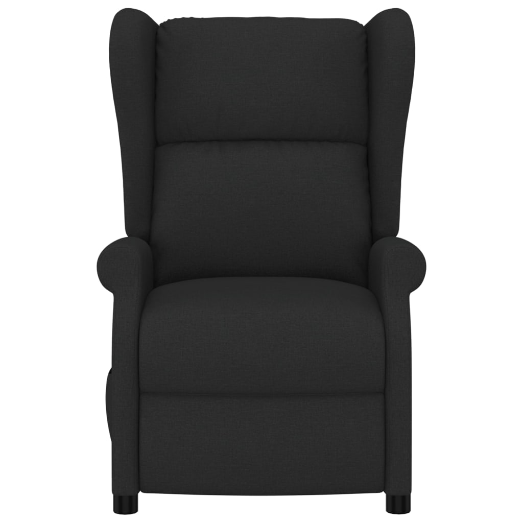 Fotoliu rabatabil cu spătar aripi, negru, textil