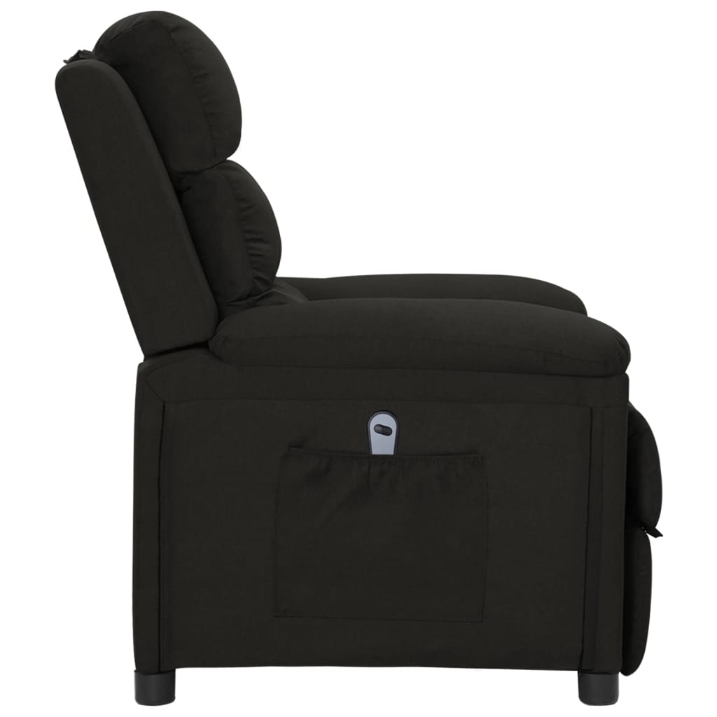 Fotoliu rabatabil electric, negru, material textil