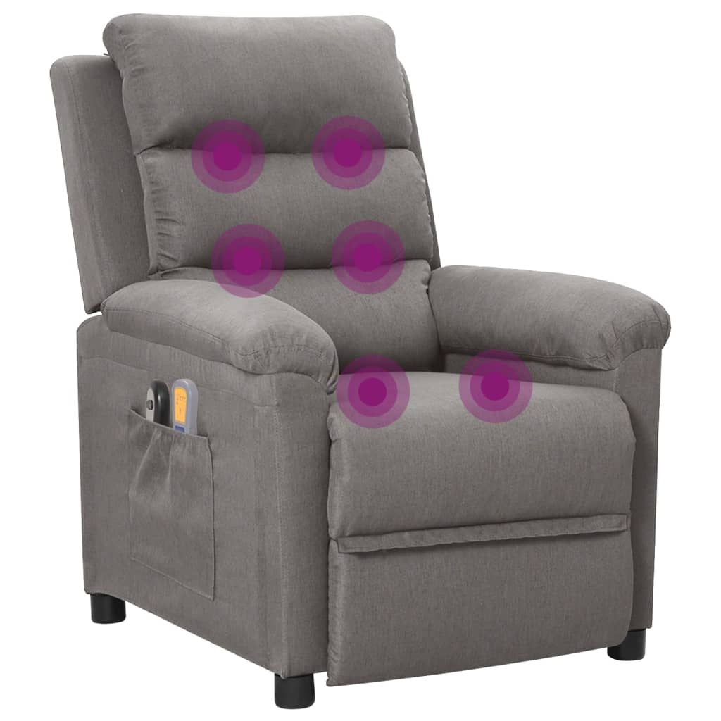 Fotoliu de masaj electric rabatabil, gri deschis, textil