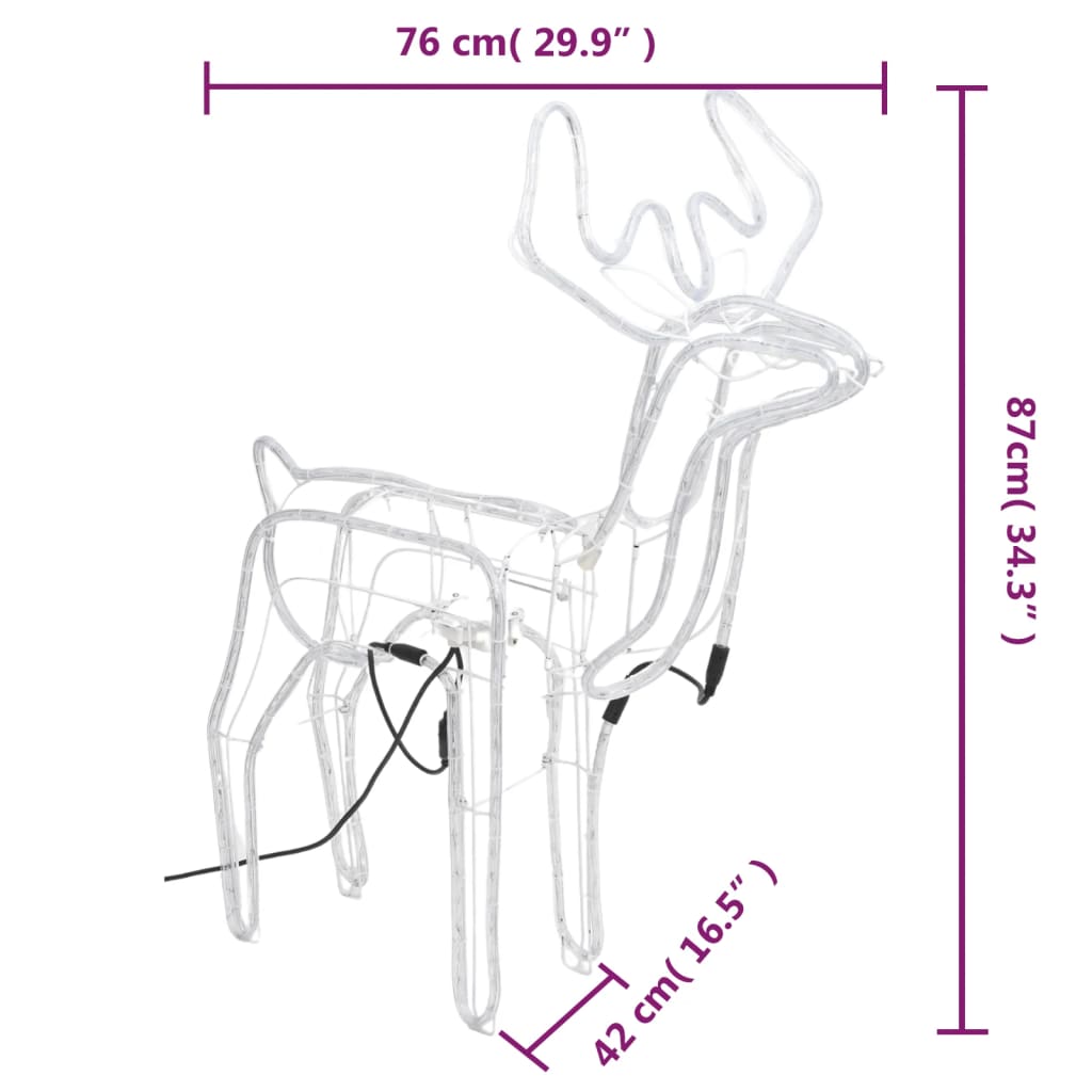 Figurine ren de Crăciun cu cap mobil, alb rece, 76x42x87 cm