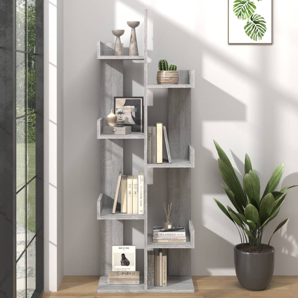Bibliotecă, sonoma gri, 48x25,5x140 cm, lemn prelucrat