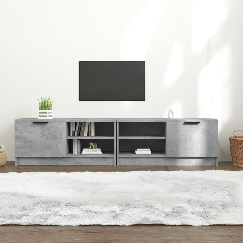 Comodă TV, 2 buc., gri beton, 80x35x36,5 cm, lemn prelucrat
