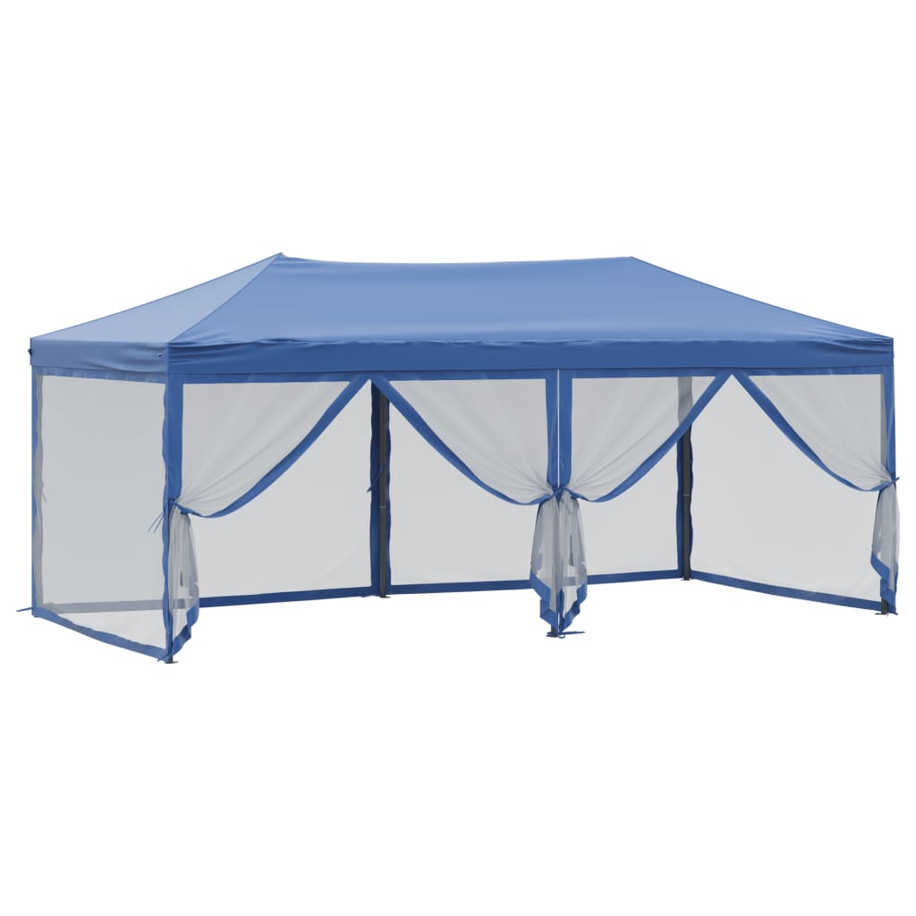 Folding party tent with blue side walls 3x6 m