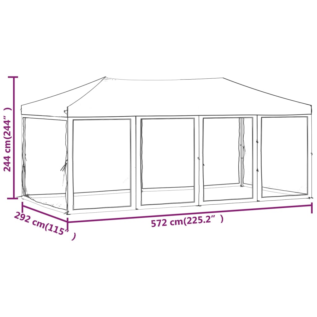 Folding party tent with blue side walls 3x6 m