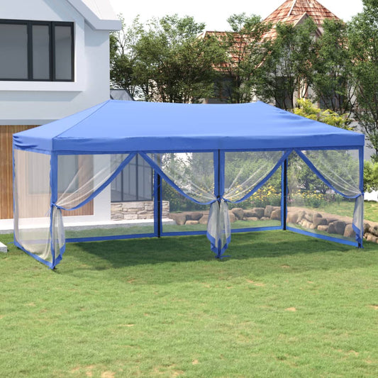 Folding party tent with blue side walls 3x6 m