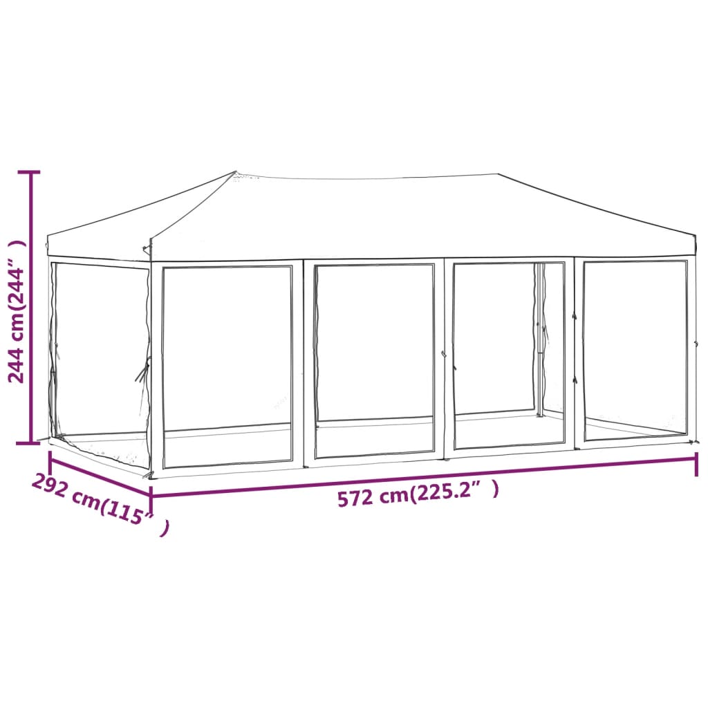 Cort pliabil pentru petreceri cu pereți lateral, alb, 3x6 m