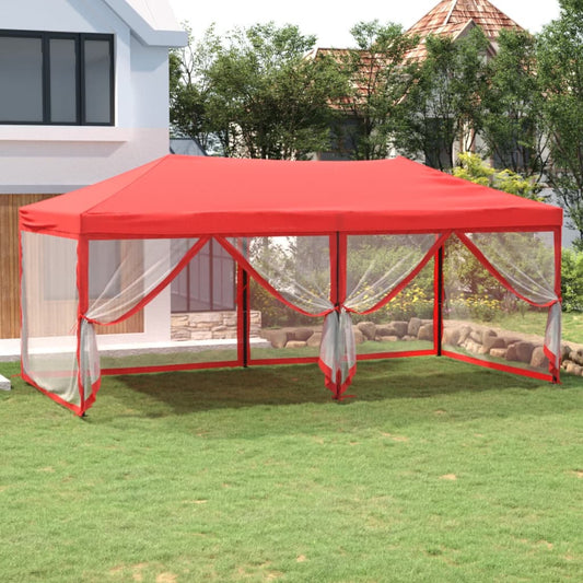 Folding party tent, side walls, red, 3x6 m