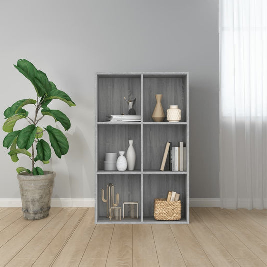Bibliotecă/Servantă, gri sonoma, 66x30x98 cm, lemn prelucrat