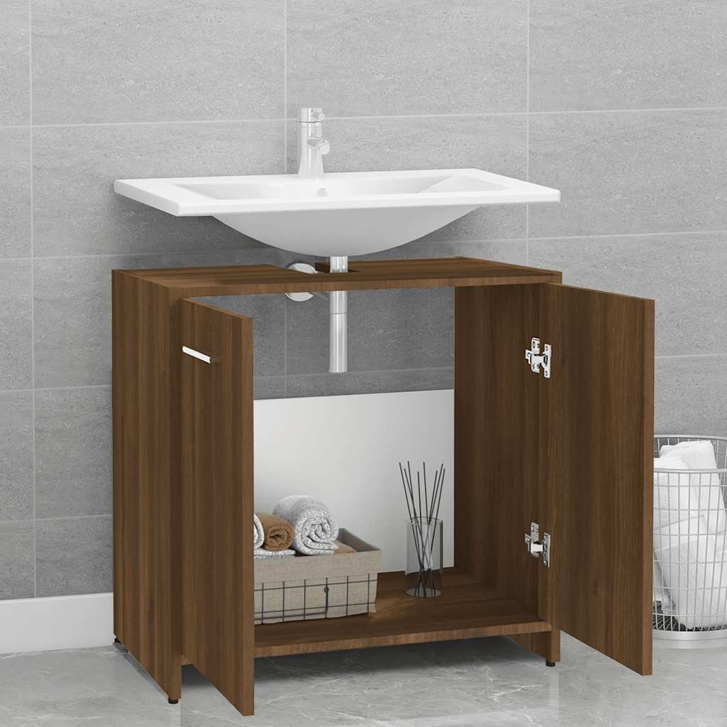 Dulap de baie, stejar maro, 60x33x60 cm, lemn prelucrat
