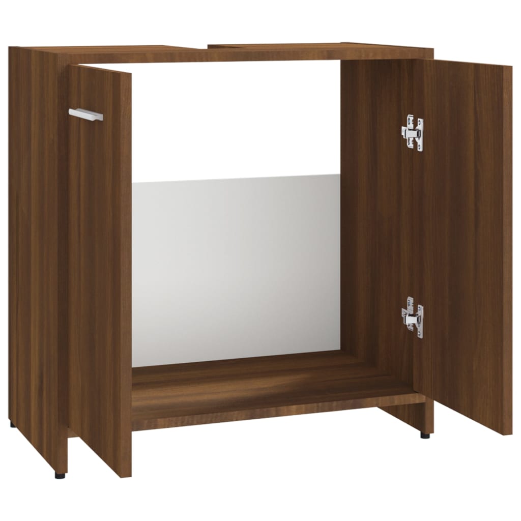 Dulap de baie, stejar maro, 60x33x60 cm, lemn prelucrat