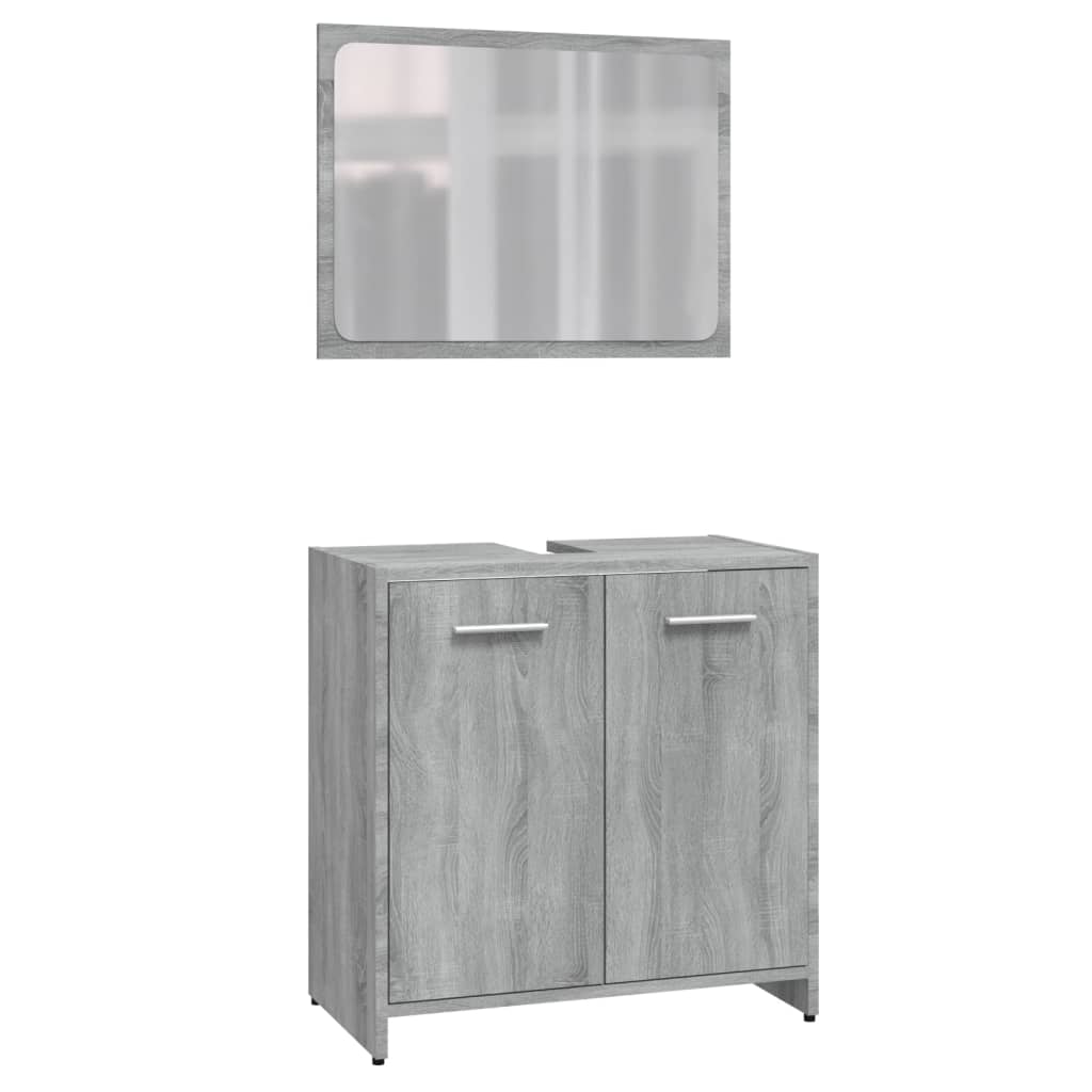 Set de mobilier de baie, gri sonoma, lemn prelucrat