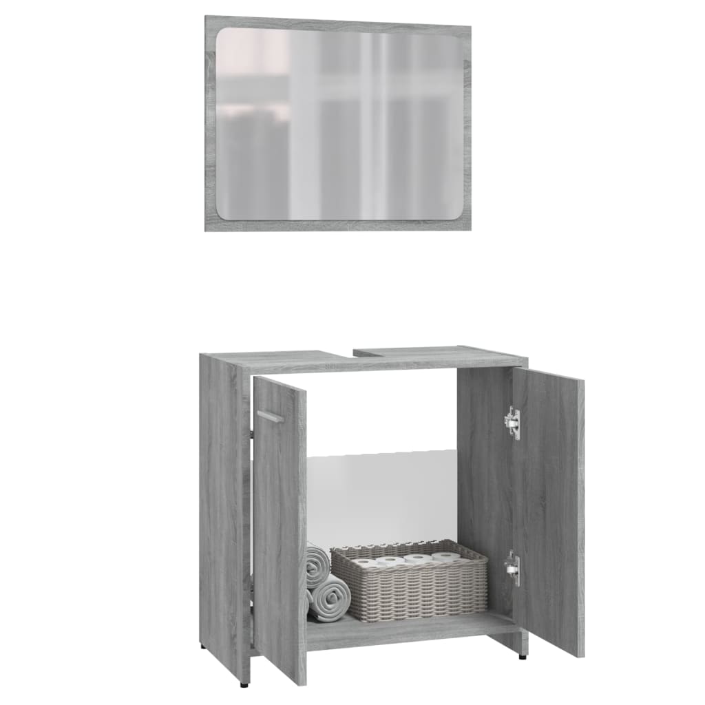 Set de mobilier de baie, gri sonoma, lemn prelucrat